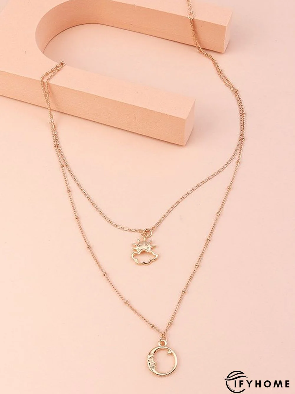 Boho Resort Moon Motif Layered Necklace Ethnic Vintage Beach Jewelry | IFYHOME