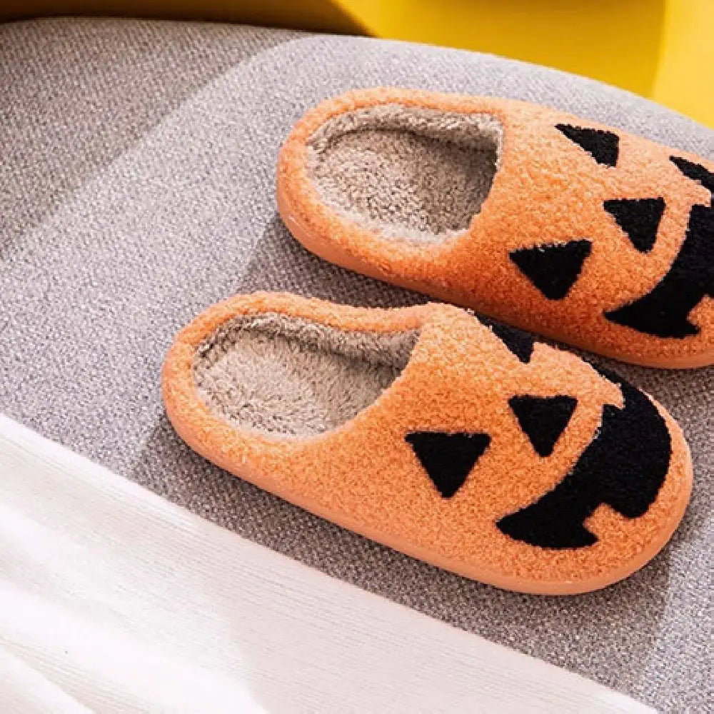 Halloween Pumpkin Grimace Cotton Slippers