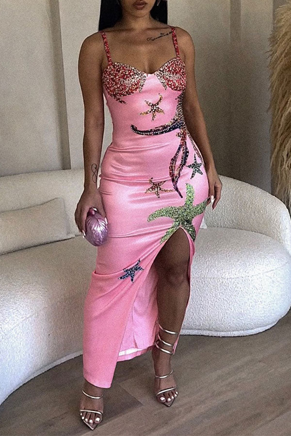 Ocean Mesh Pink Starfish Maxi Dress main image 1