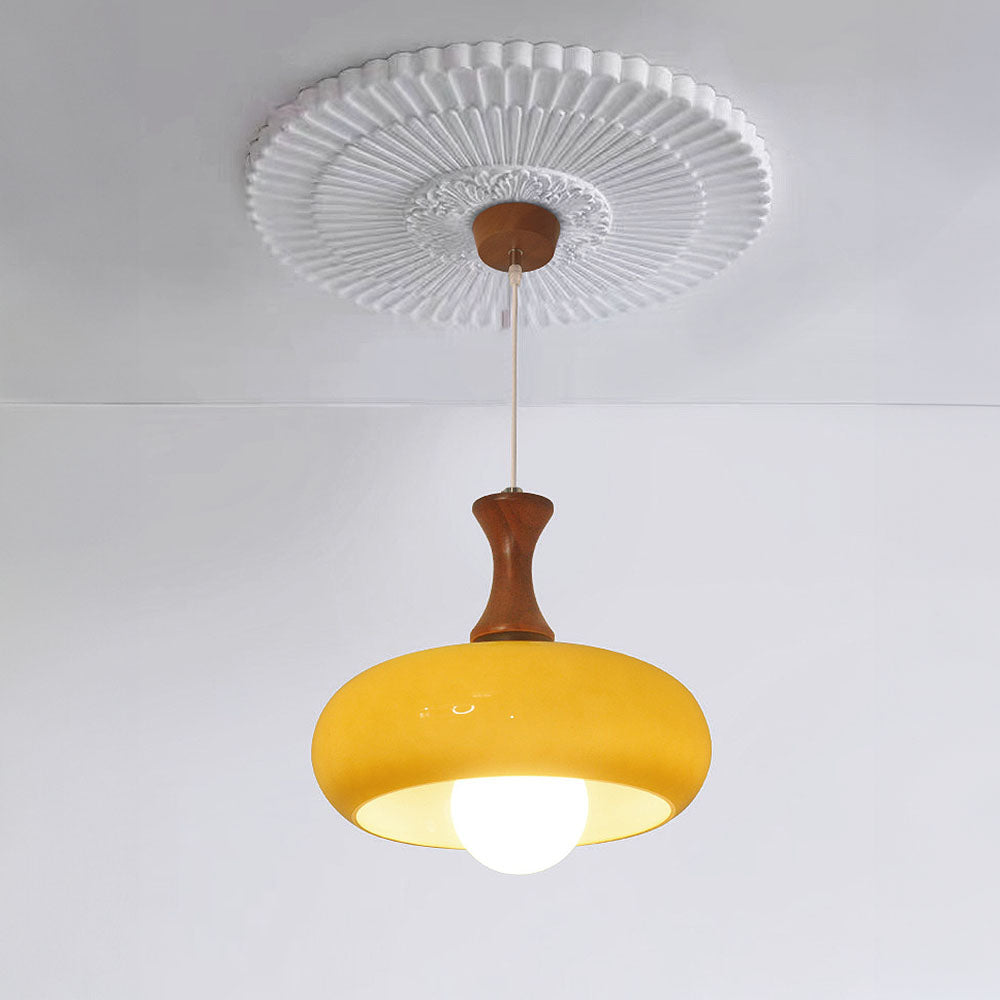 Retro Bauhaus Stained Round Glass Pendant Light