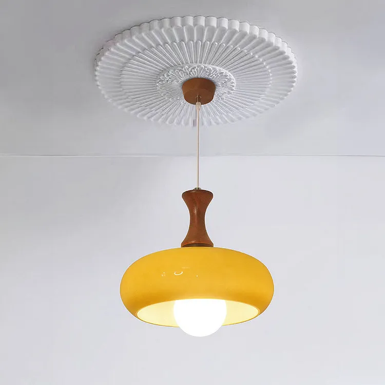 Retro Bauhaus Stained Round Glass Pendant Light