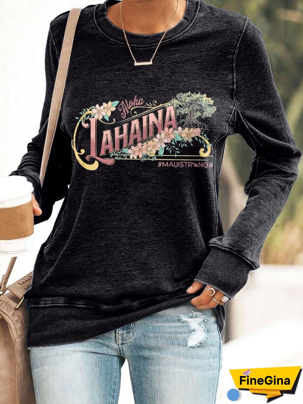 Retro Aloha Lahaina Maui Strong Print Sweatshirt