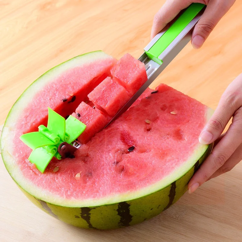 Watermelon Cutter Stainless Steel Windmill Design Cut Watermelon Kitchen Gadgets Salad Fruit Slicer Cutter Tool