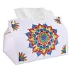 DIY PU Diamond Painting Tissue Box Kit Desktop Tissue Holder with Rhinestone Diamond Desk Decorative Tissue Box for Adults Desktop Storage Organizer (Mandala)