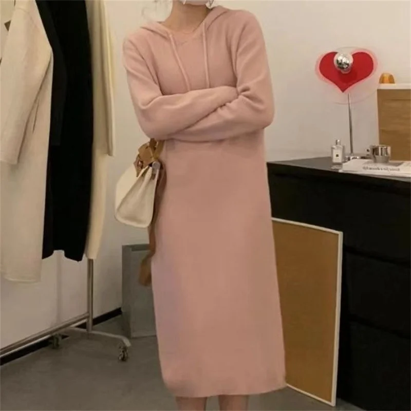 Toloer Toloer Winter Autumn New Style Hooded Knit Sweater Female Dress Children Autumn Winter Outfit Advanced Feeling To Match Coat Inside Build Tide-Outfit Ideas