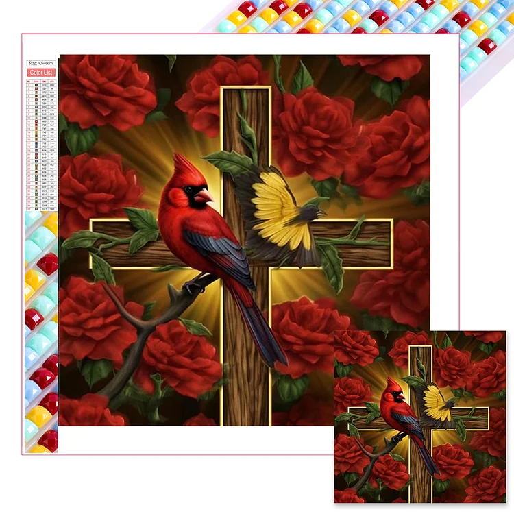 Cardinal Cross - Full Square Drill Diamond Painting - 40*40CM(Picture)