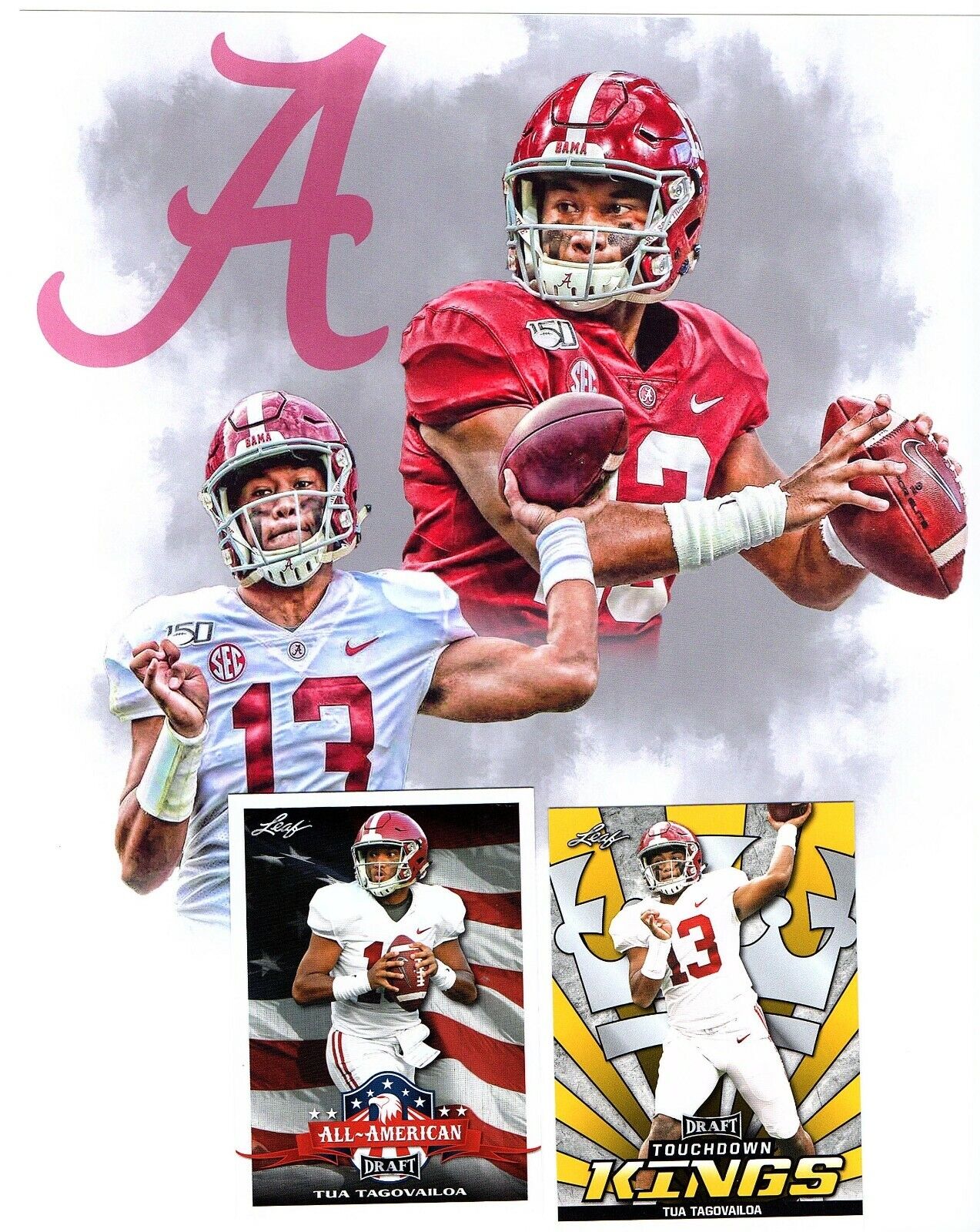 Tua Tagovailoa Alabama unsigned 8x10 football Photo Poster painting & 2 rookie cards DOLPHINS!