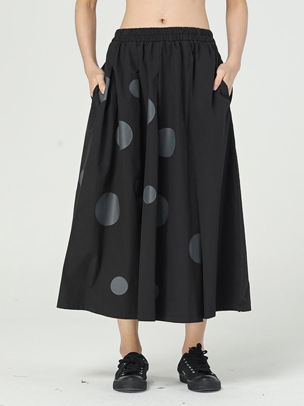 Stylish Asymmetric Polka-Dot Wide Leg Loose Pants