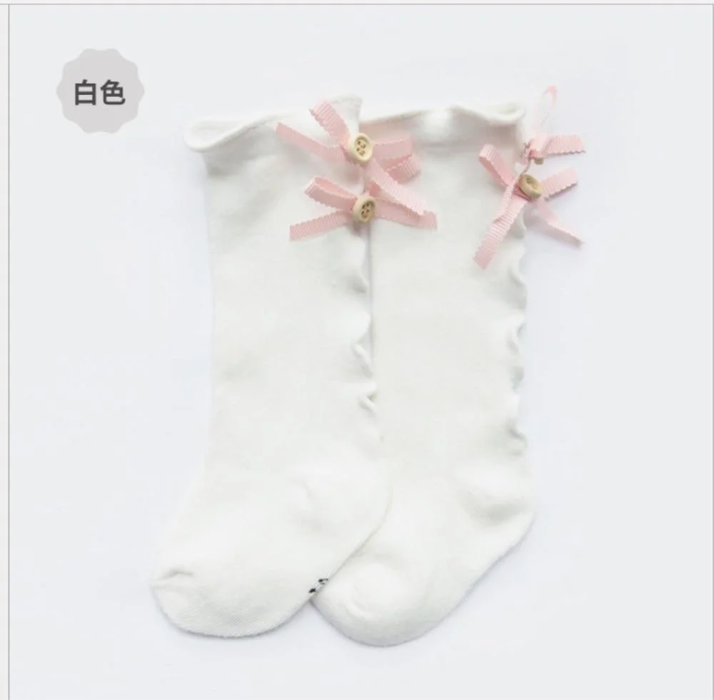 Kids Toddlers Girls Socks Big Bow Knee High Long Soft Cotton Lace Baby Solid Autumn Warm Ruffles Bow