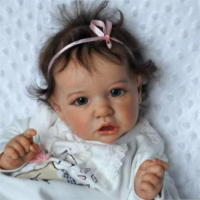  20" Beautiful Lifelike Handmade Alina Open Mouth Reborn Toddler Silicone Baby Dolls Girl With Rooted Hair - Reborndollsshop®-Reborndollsshop®