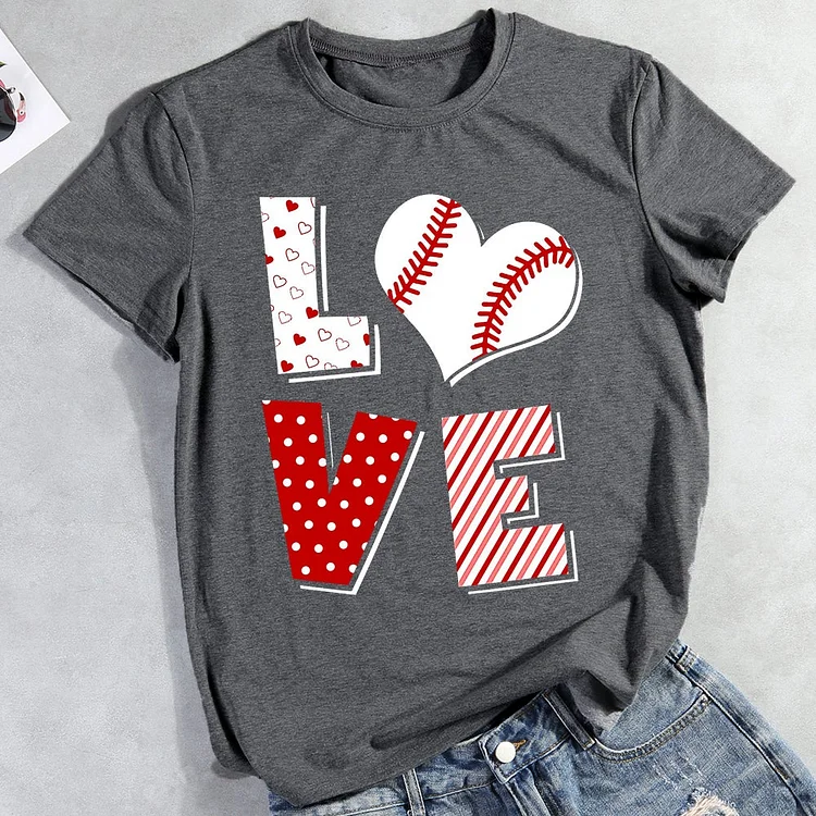 AL™ Cute LOVE Baseball Heart T-Shirt-012902-Annaletters
