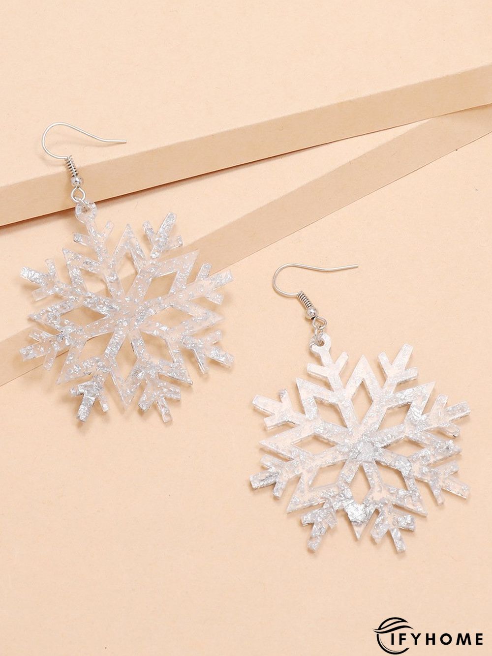 Christmas Clear Snowflake Acrylic Earrings Snowflake Pattern Earrings | IFYHOME