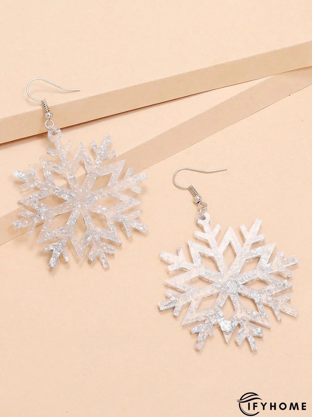 Christmas Clear Snowflake Acrylic Earrings Snowflake Pattern Earrings | IFYHOME