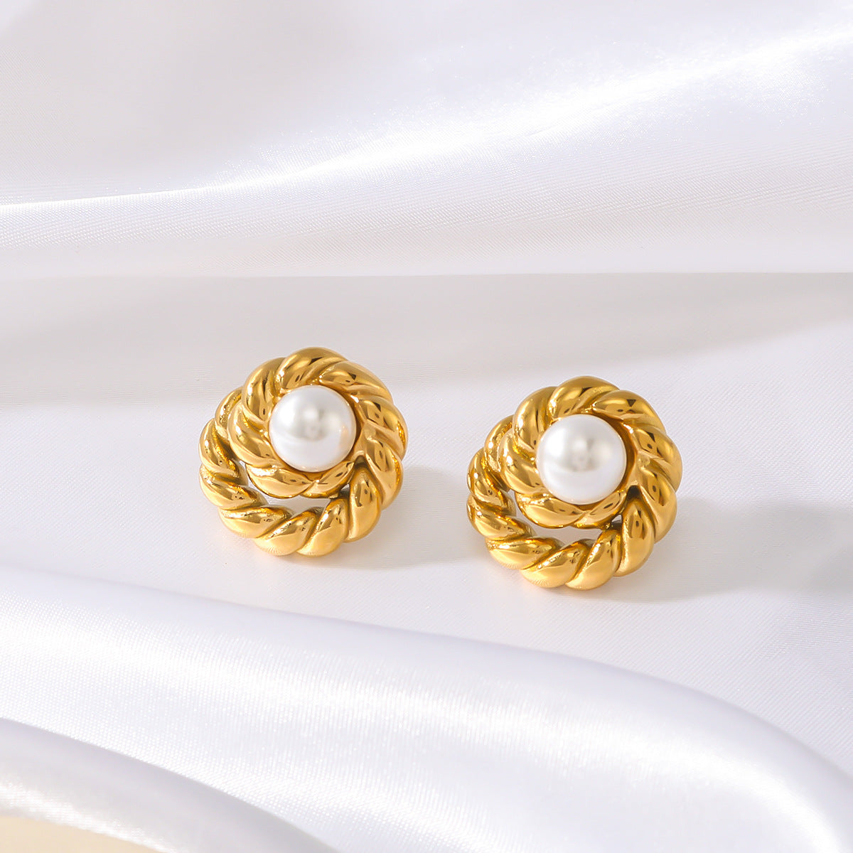 IG Style Round Geometric Stainless Steel Electroplating Earrings