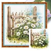 Daisy Fence-18CT Stamped Cross Stitch 25*25cm/9.84*9.84in tapestrymarket