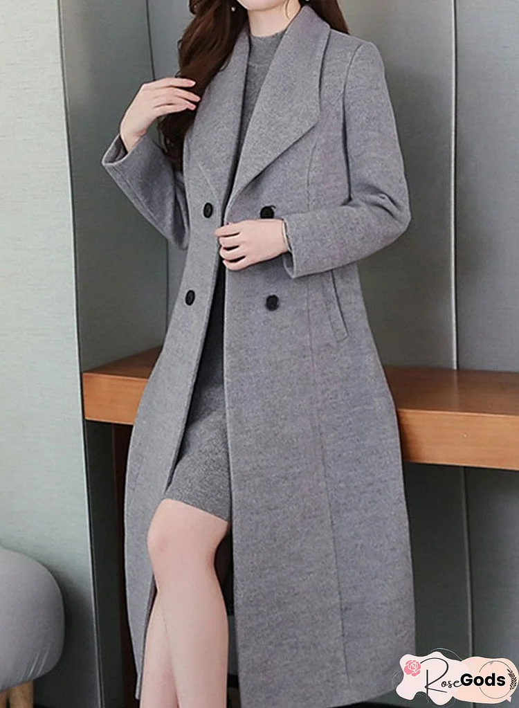 Women's Wool Coat Lapel Super Long Coat