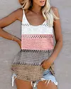 Cheetah Print Colorblock Sleeveless U Neck Tank Top