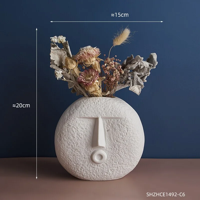 Nordic Home Decoration Funny Face Ceramic Vase Furnishing Decorative Vases Ceramic Living Room Decor Modern Home Decor Gifts