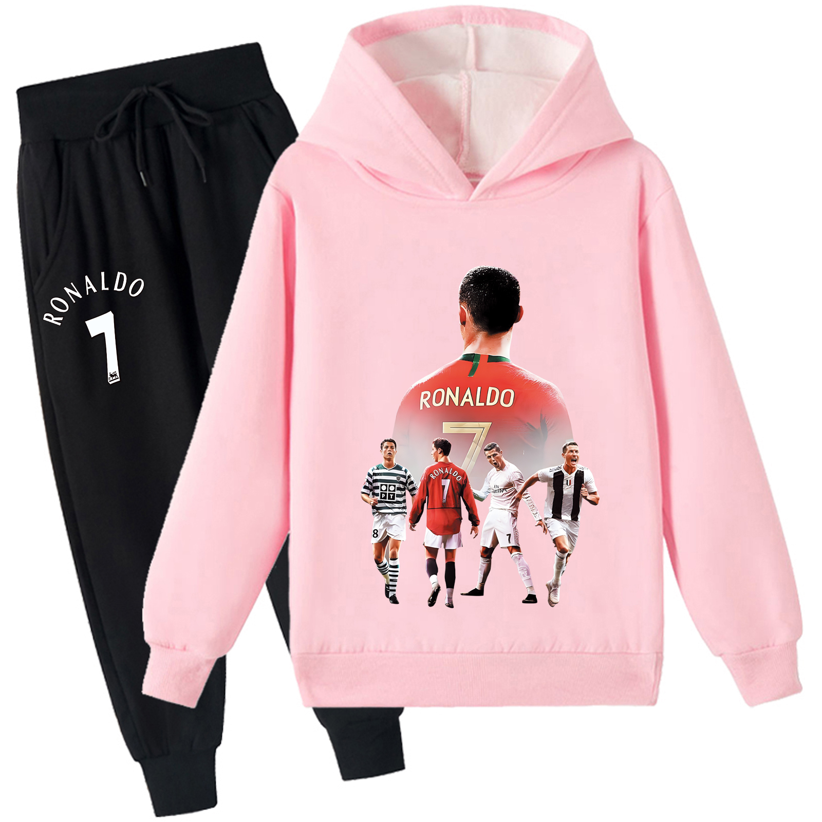 Mayoulove Cristiano Ronaldo Fleece Hoodie Set for Boys  Girls - Trendy Sportswear, Stylish Activewear, Soccer Fan Gear-Mayoulove