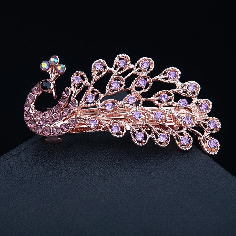 Korean Hair Accessories Rhinestone Bow Simple Hairpin Adult Pearl Horizontal Clip Ponytail Clip Top Clip Spring Clip Small