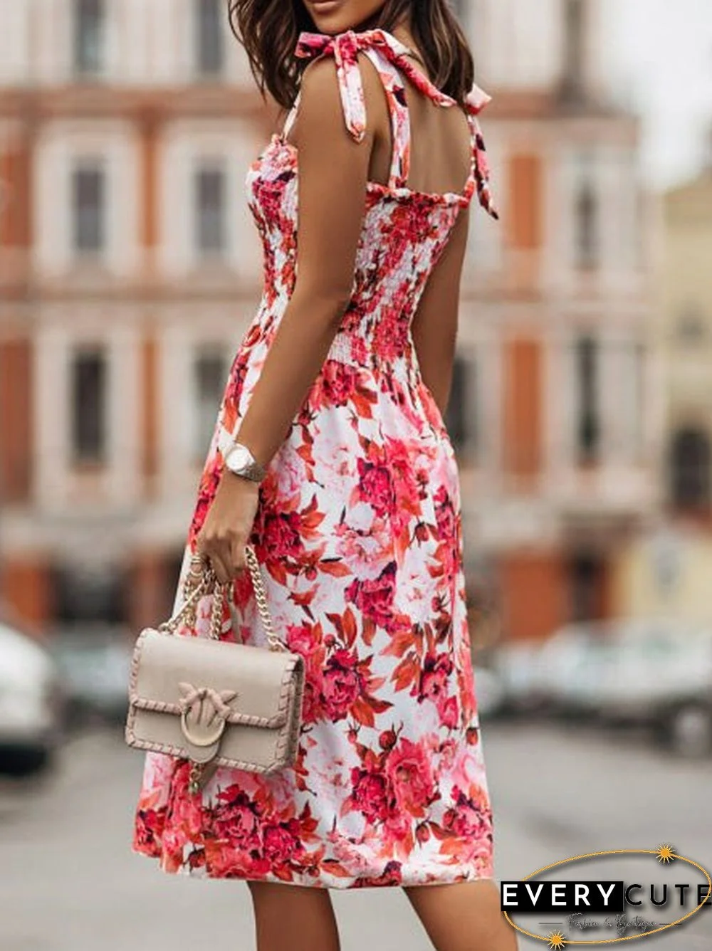 Women'S Dresses Printed Sling Sleeveless Midi Dress