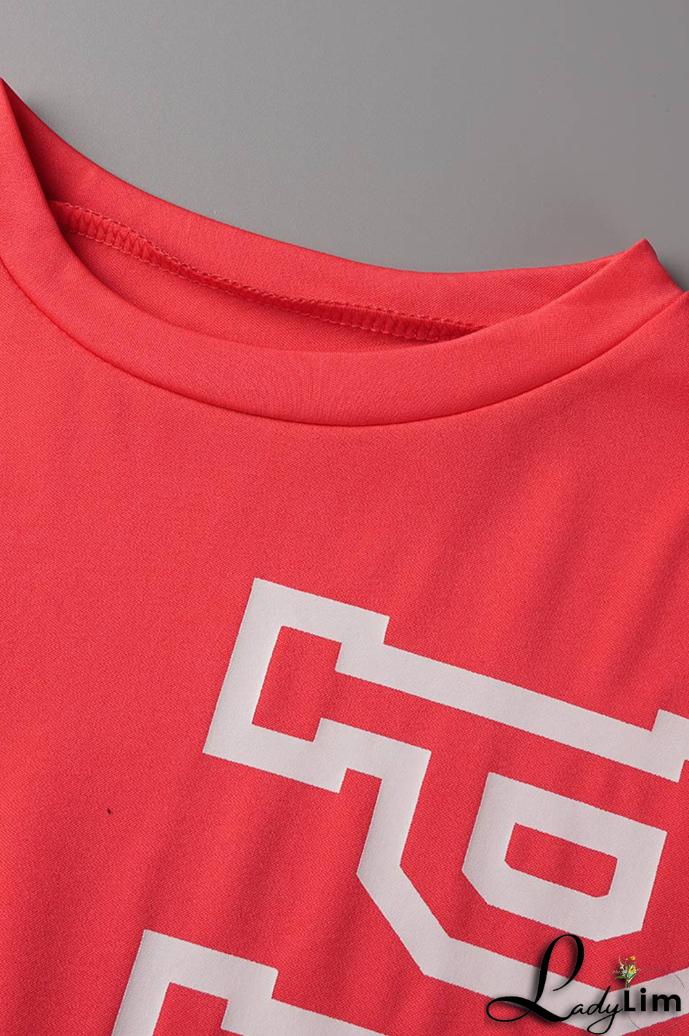 Light Purple Casual Patchwork Letter O Neck Short Sleeve Two Pieces