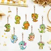 9PCS Diamond Painting Double Sided Forest Dinosaur Keyring for Adult Kid Handbag Decor