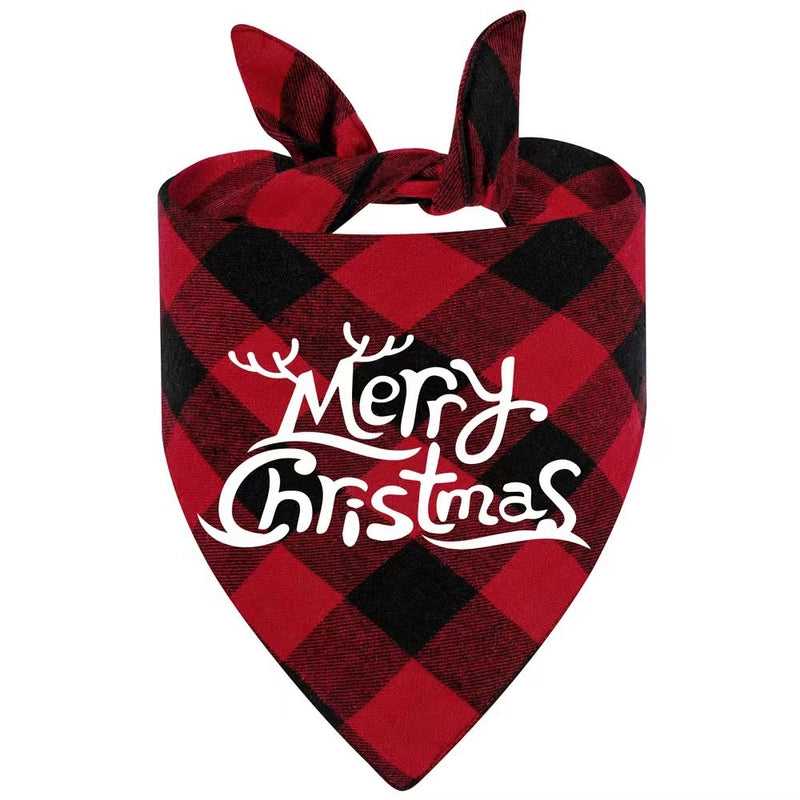 Minimalist Classic Style Polyester Christmas Santa Claus Letter Lattice Pet Saliva Towel