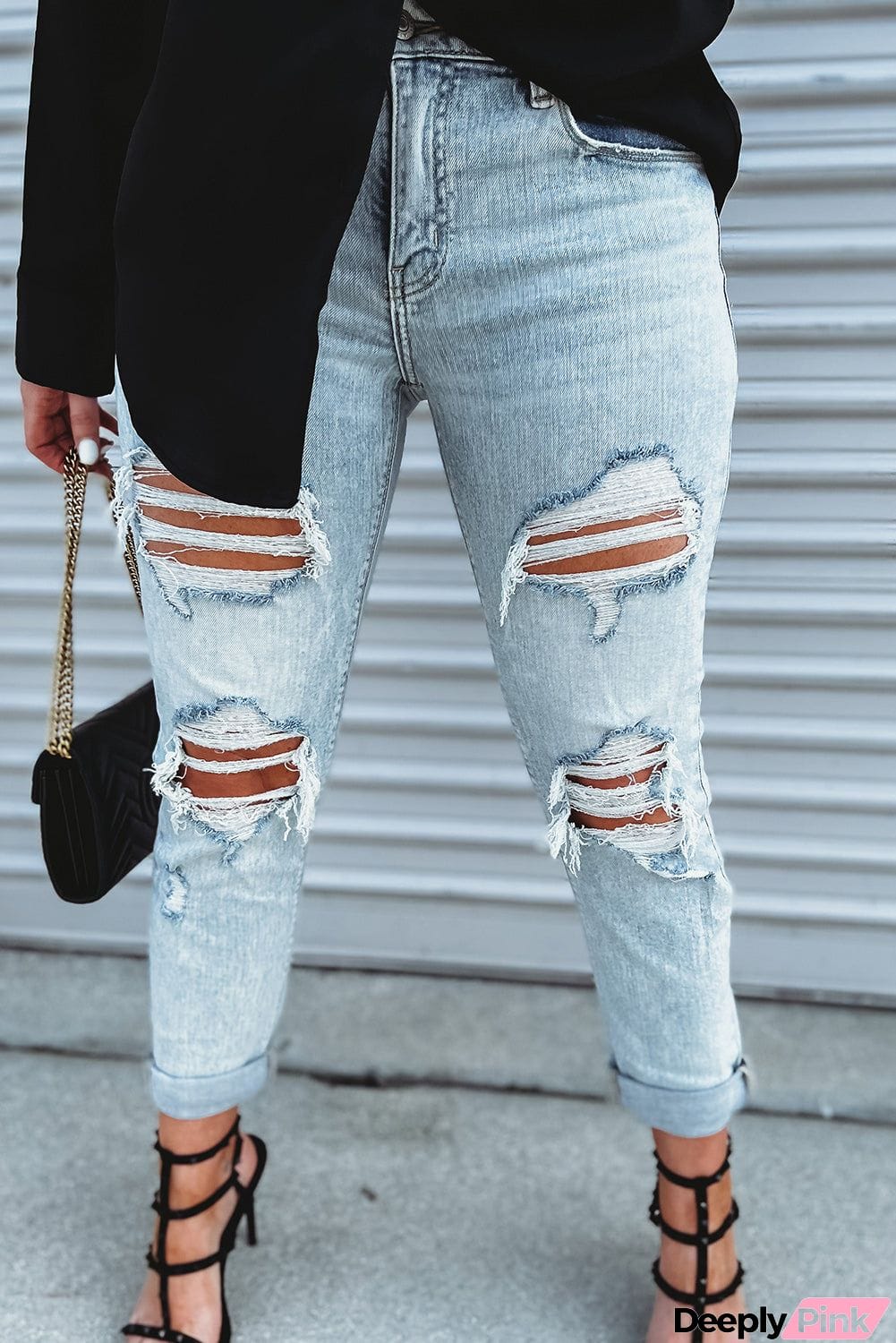Vintage Wash Distressed Boyfriend Jeans
