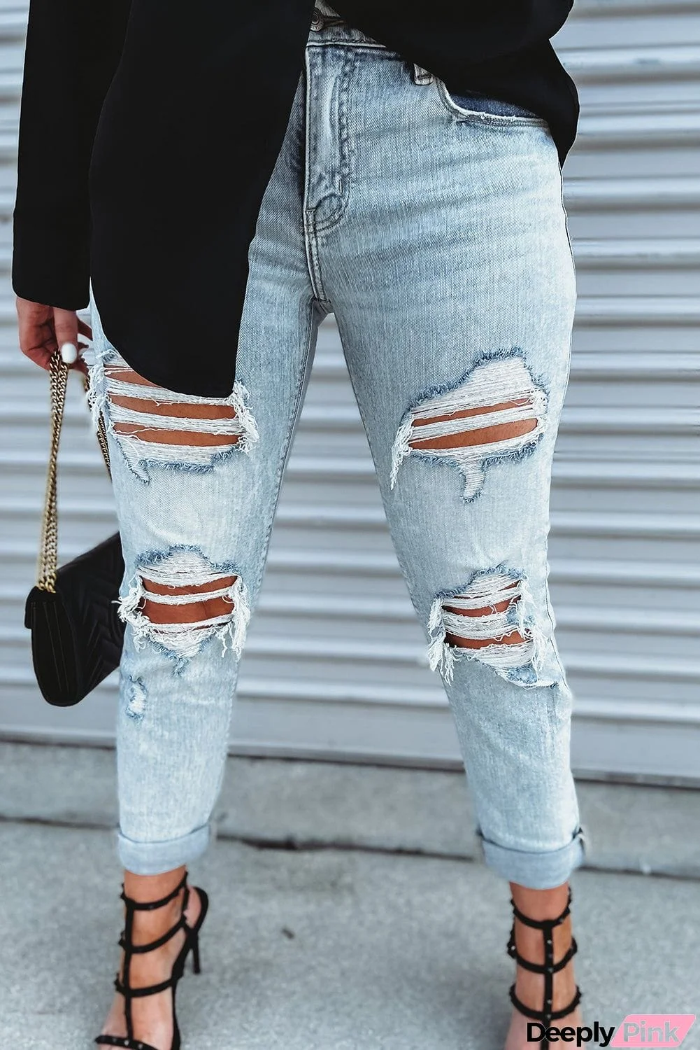 Vintage Wash Distressed Boyfriend Jeans