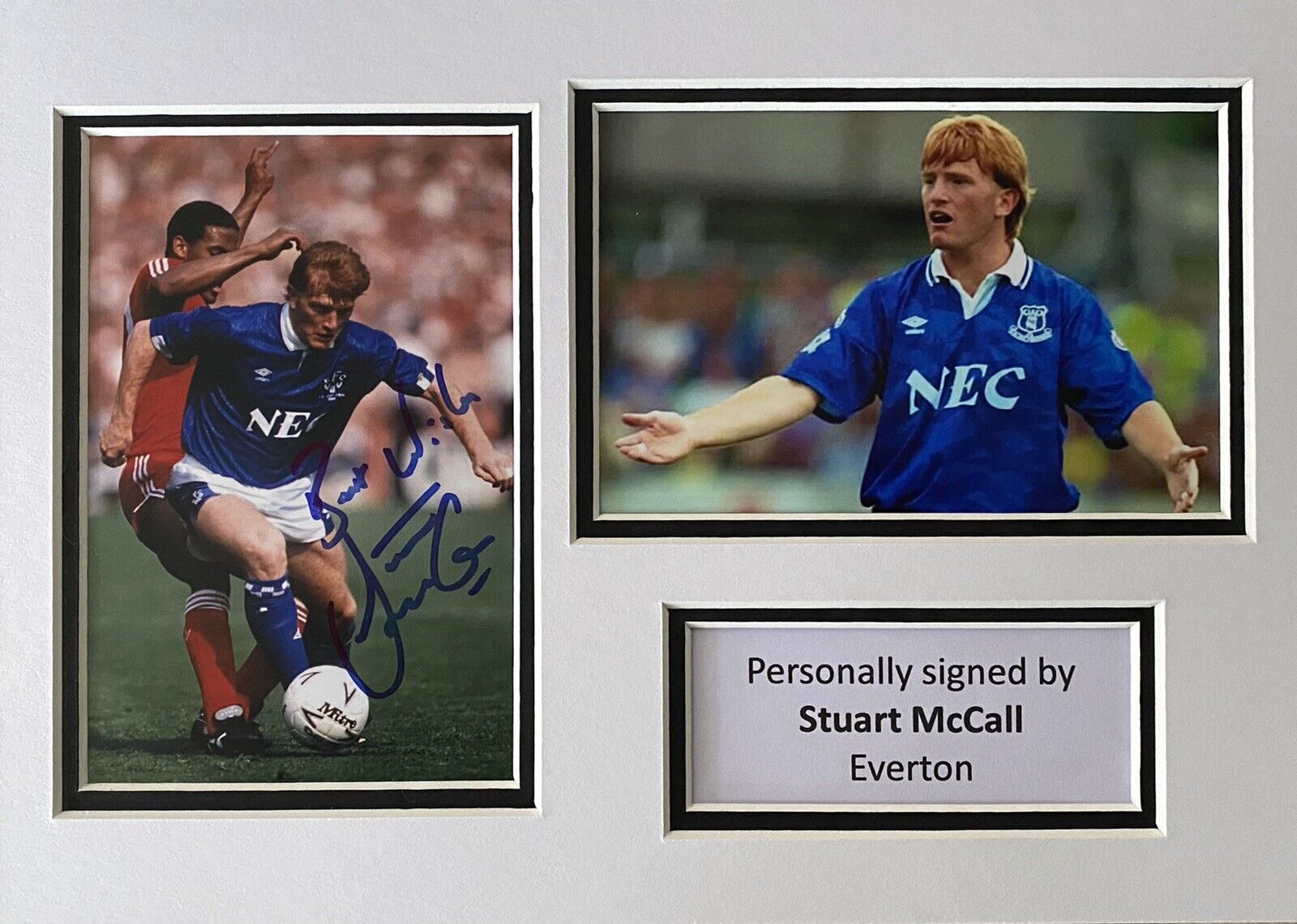 Stuart McCall Genuine Signed Everton Photo Poster painting In A4 Mount Display