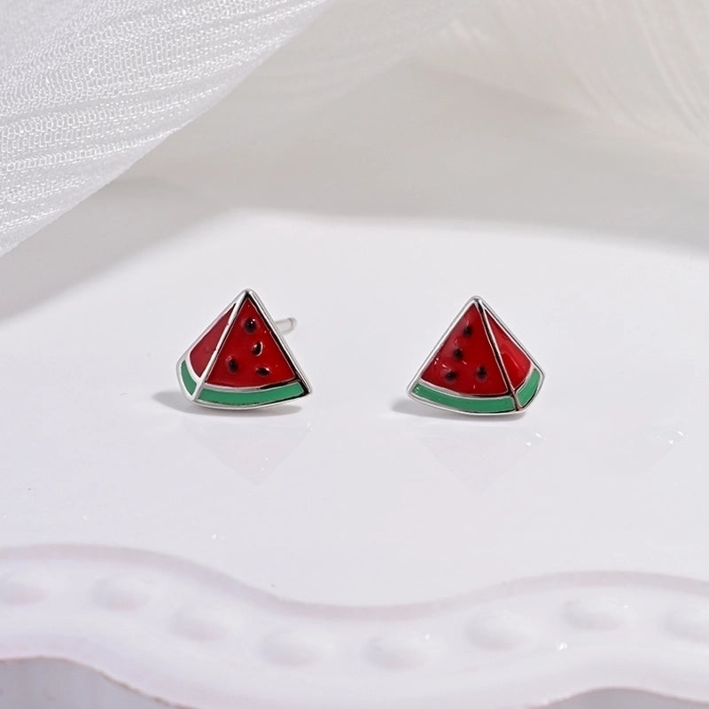 1 Pair 22K Gold Plated Rhodium Plated 925 Sterling Silver 925 Sterling Silver Earrings Peach Carrot Apple Ear Studs