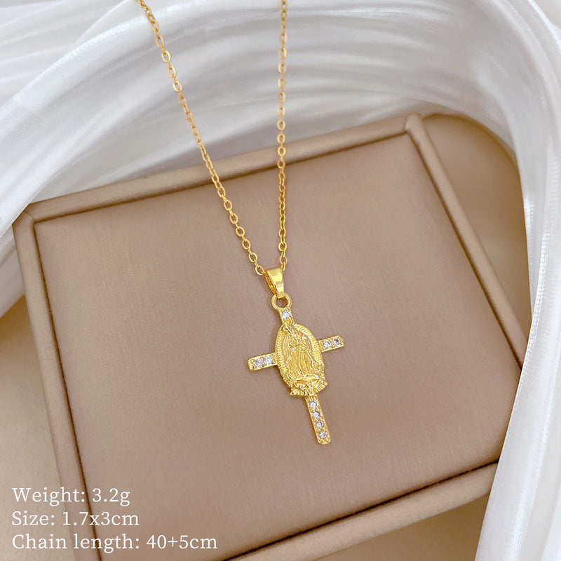 Copper Micro-Inlaid Necklace For Women Copper Micro-Inlaid Real Gold Electroplating Simple Ins Exquisite Clavicle Chain Neck Chain