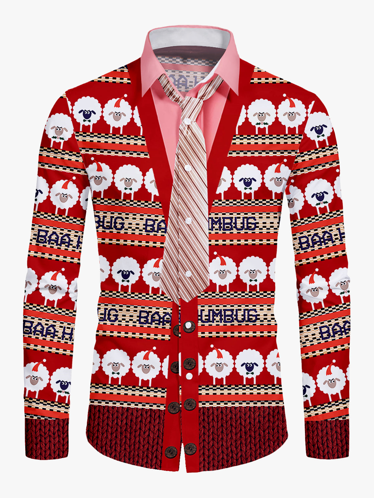 Men's Christmas Spoof Graphic Print Long Sleeve Shirt PLUSCLOTHESMAN