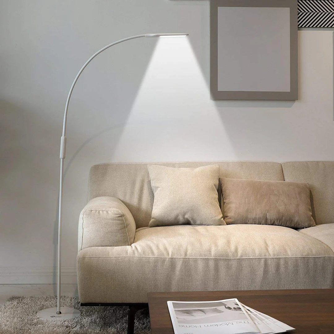 Remote Control LED Floor Lamp for Study Reading Paino Light 360 Degree Rotatable Arm Black White Living Room Bedroom Floor Light