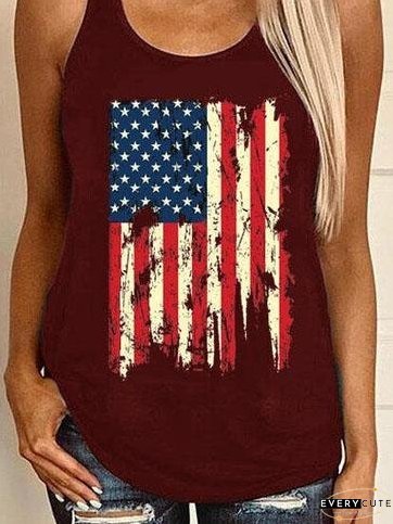 Casual Graphic Print Sleeveless Vest