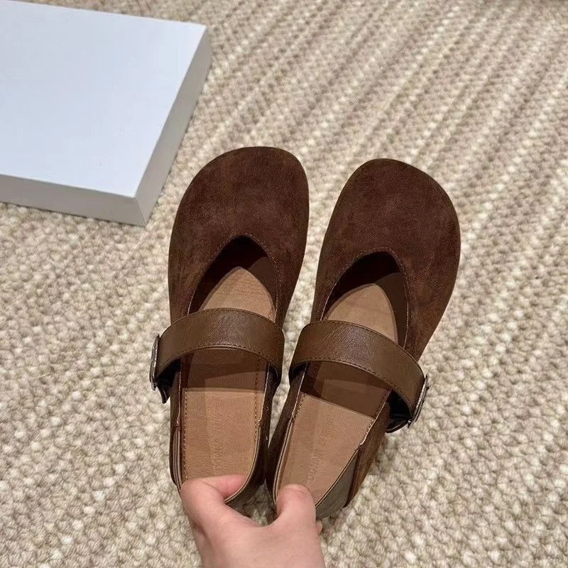 Yyvonne The Fall Of 2025, The New Retro Leopard Light-Stiped Mary Jane Single Shoe Women's Flat Base With Soft-Bottomed Birken Women's Shoes