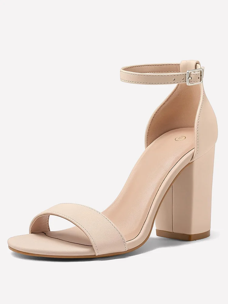 90mm Women's  Chunky Block Heels Mid Heels Sandal Strappy Open Toe Ankle Strap Dress Shoes Bridesmaid Ladies Pumps