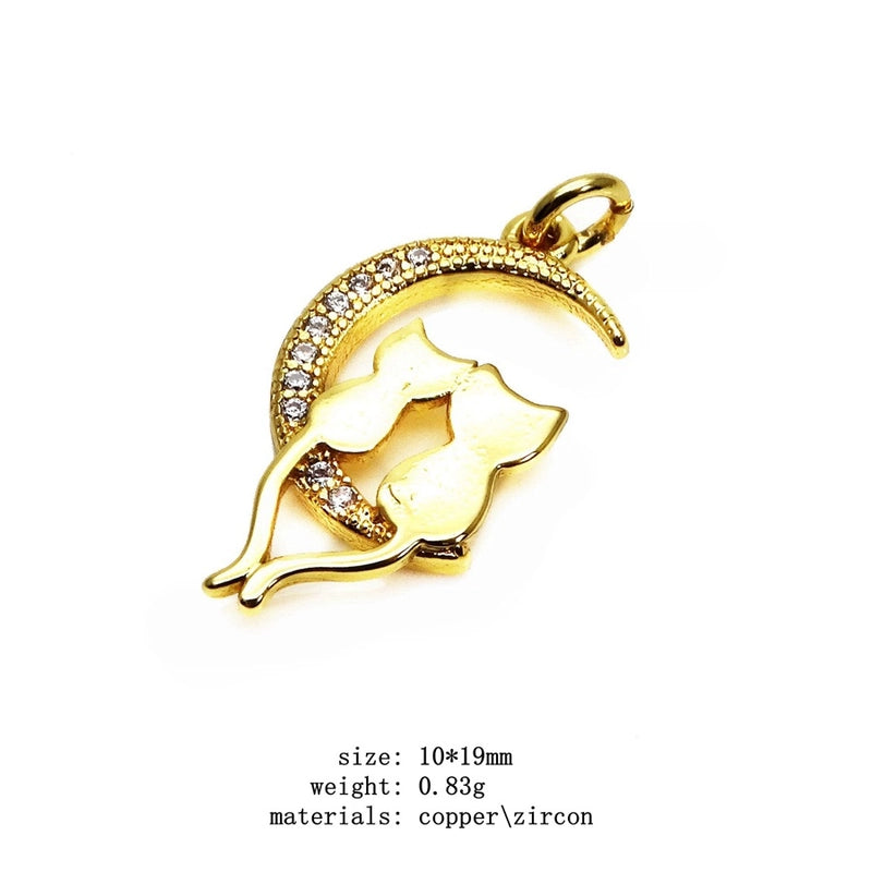 1 Piece Copper Zircon Rabbit Star Moon Pendant