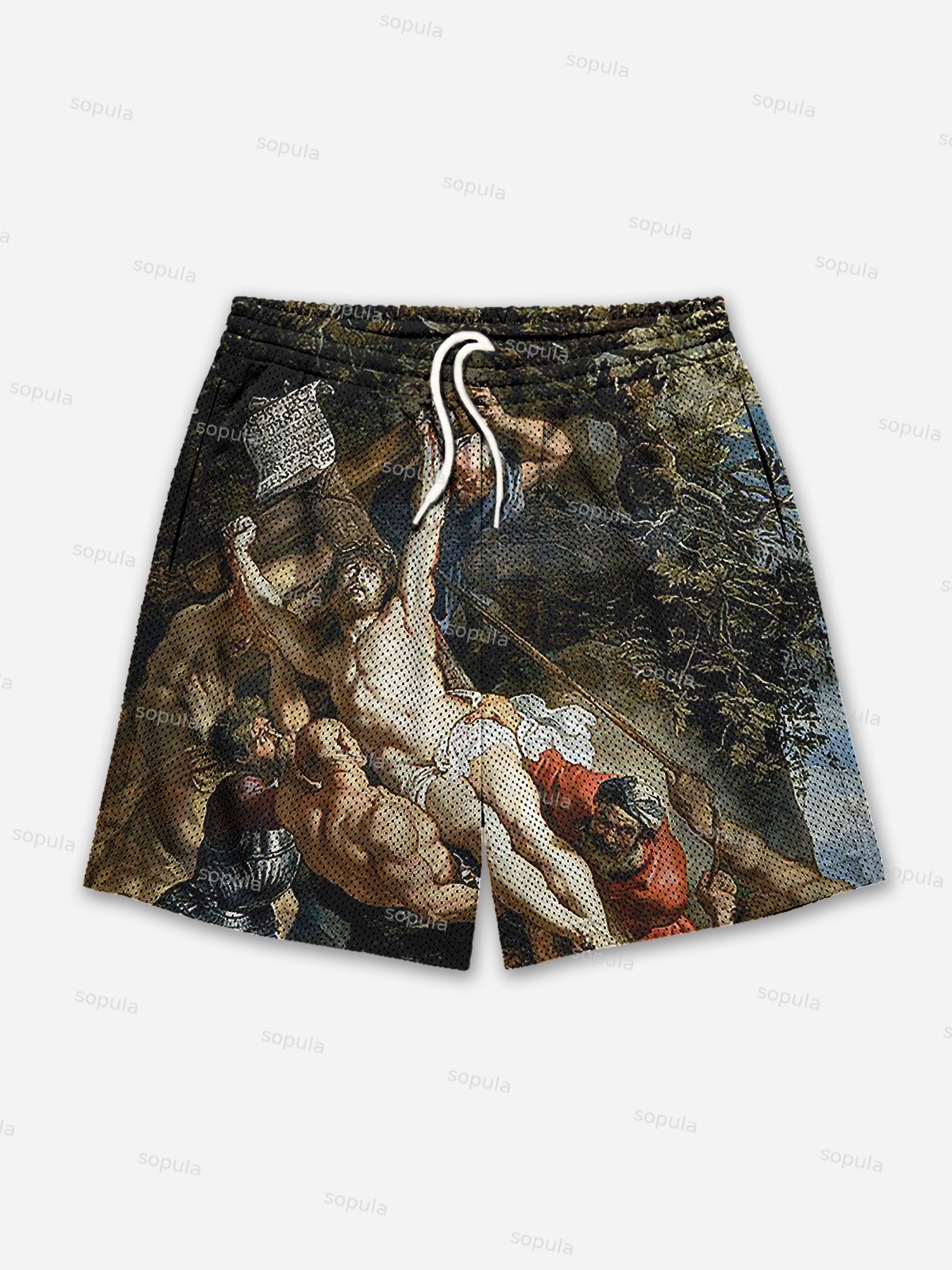 God Graphic Print Mesh Shorts - SOPULA