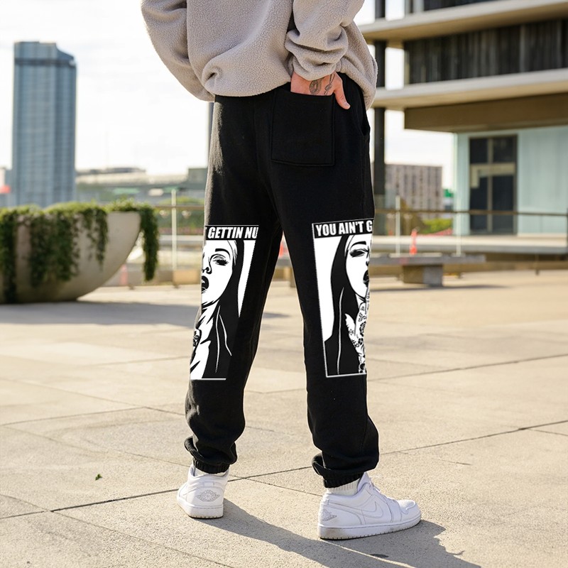 YOU AIN’T GETTING NUN with Rose Tattoo on Hand GRAPHIC PRINT JOGGERS
