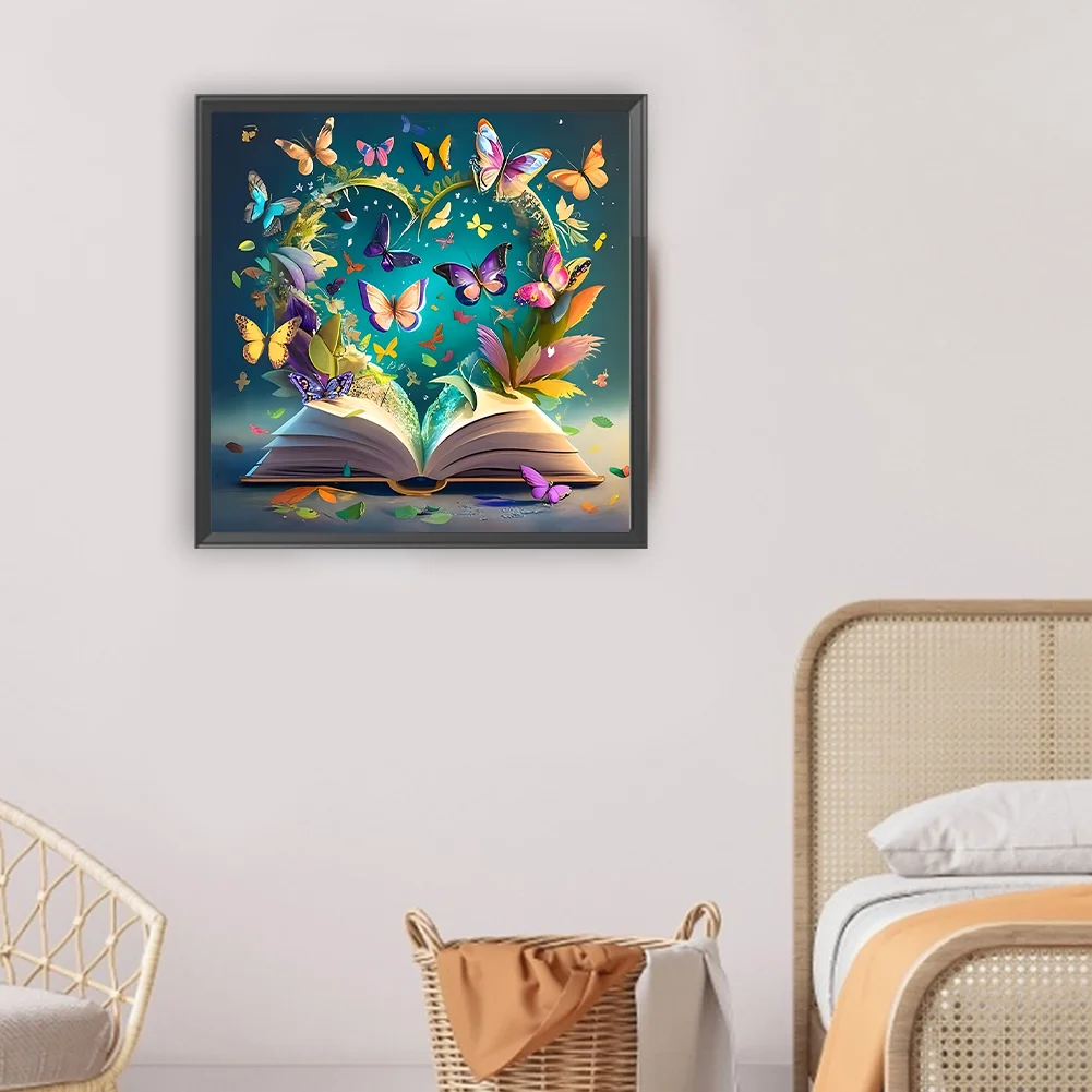 Diamond Painting - Full Round Drill - Butterfly Book(Canvas|30*30cm)