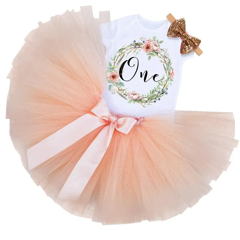 Baby Girl Clothes 1 Year Birthday Princess First Birthday Girl Party Tutu Dress Newborn Christening Baptism Outfits Costume 12M