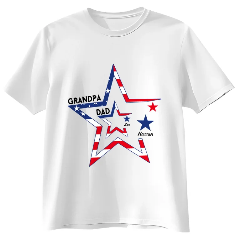 Personalized T-Shirt-For Grandpa Stars Stripes And Dad Grandpa Shirt