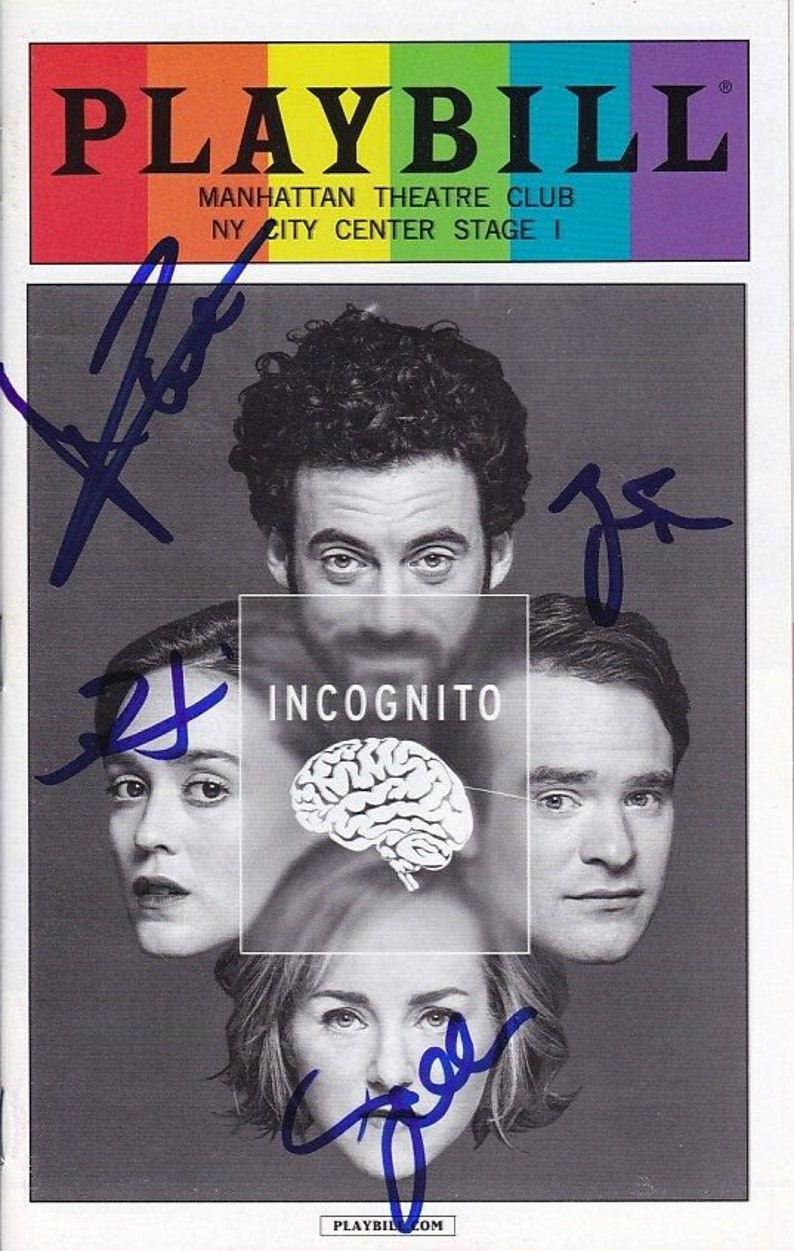 Charlie cox heather lind geneva carr morgan spector signed incognito playbill