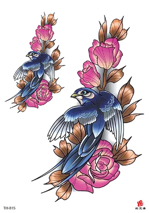 Waterproof Temporary Tattoo Sticker Wolf Crow Bird Forest Tree Black Fake Tatto Flash Tatoo Arm Leg Big Art for Women Men