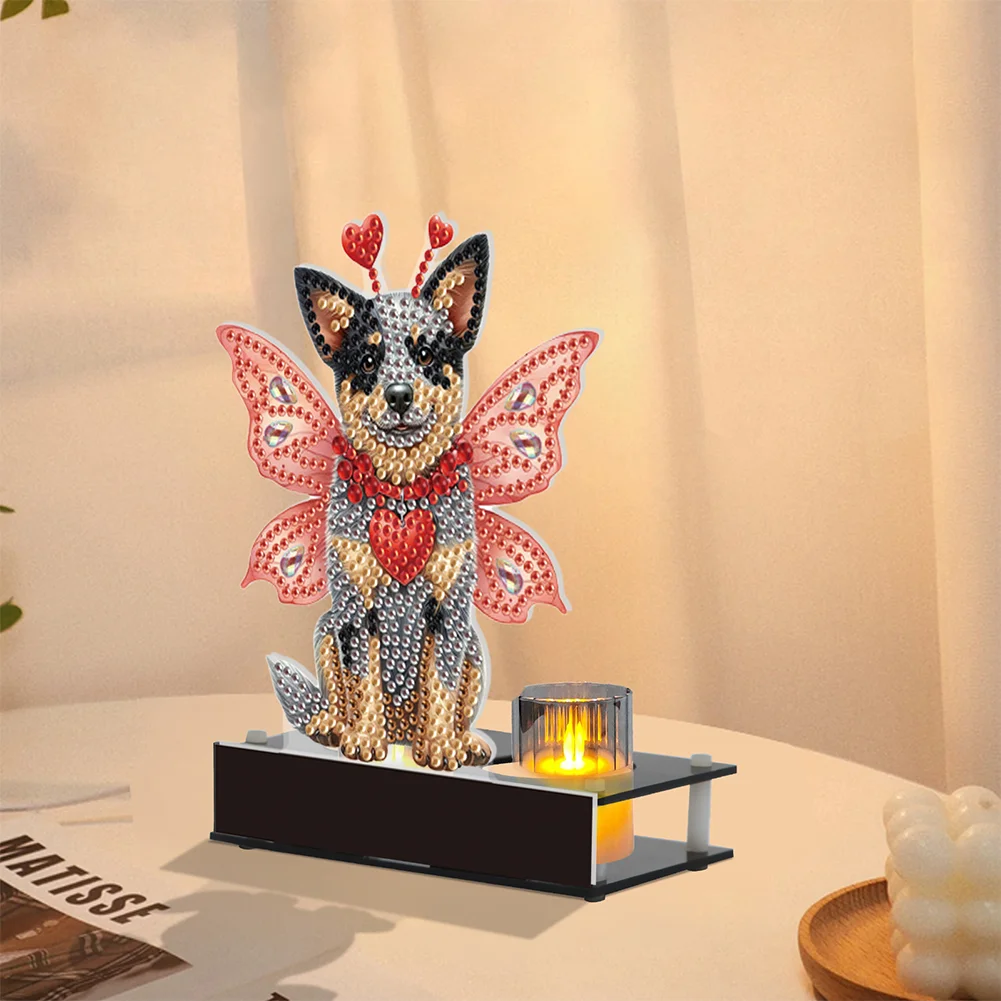 DIY Butterfly Dog Diamond Painting Candle Holder Ornaments Aromatherapy Candle Holder