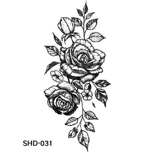 Waterproof Temporary Tattoo Black Sketchs Flowers Animal Tattoo Stickers Flash Fake Body Tattoos for Women tatuajes temporales