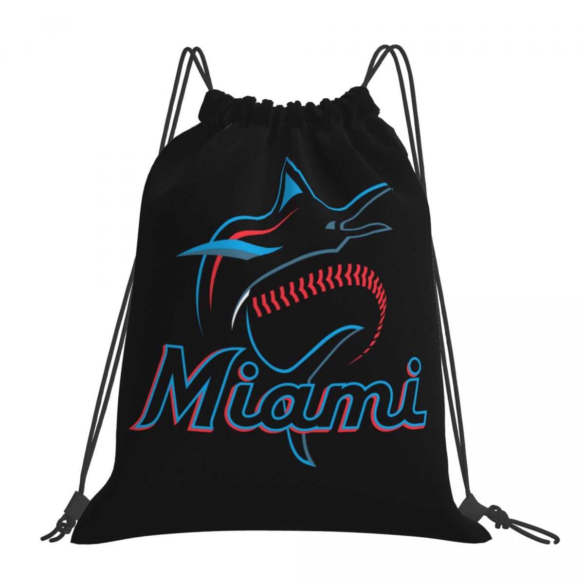 Miami Marlins Team Logo Foldable Sports Gym Drawstring Bag
