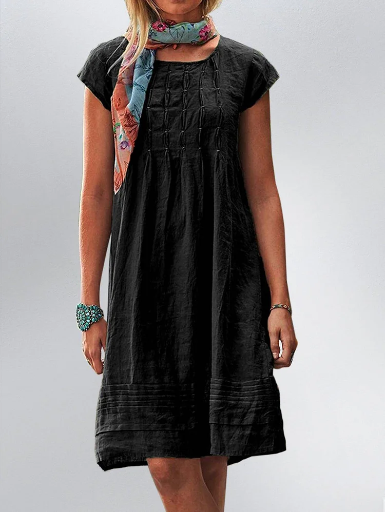 Women's Casual Vintage Solid Linen Dress